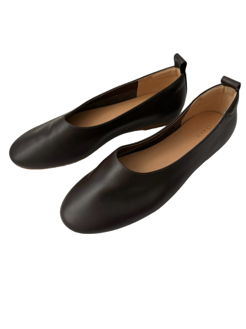 Quince Italian Leather Glove Minimalist Ballet Flats, Coffee Bean Brown size 6